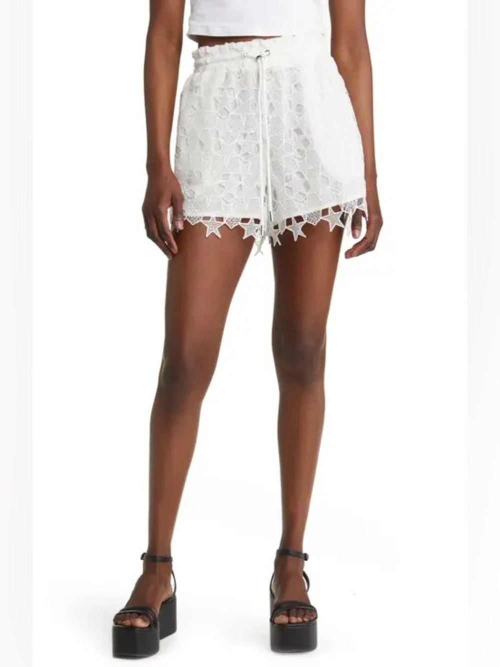 7 For All Mankind Lace Drawstring Waist Shorts XL